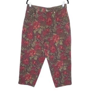 VTG Women 12 Antique Rose Tapestry Chic Dark Cottagecore Whimsygoth Mom Capris